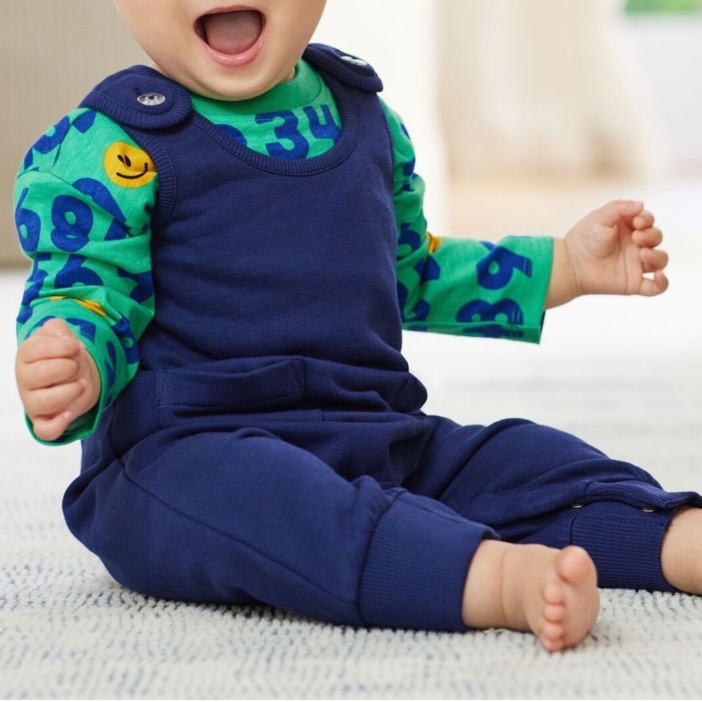 Hanna Andersson Navy Blue French Terry Overalls Romper 80cm US 18-24 Months